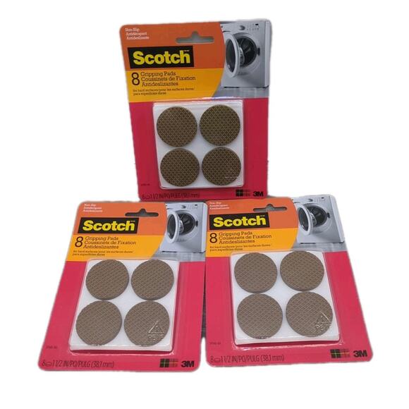 32 Pads 3M Scotch Adhesive Non-Slip Gripping Pads Brown 1-1/2” (8/Pack, 4 Packs) - Picture 1 of 4